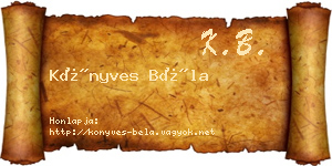Könyves Béla névjegykártya