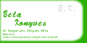bela konyves business card
