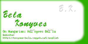 bela konyves business card